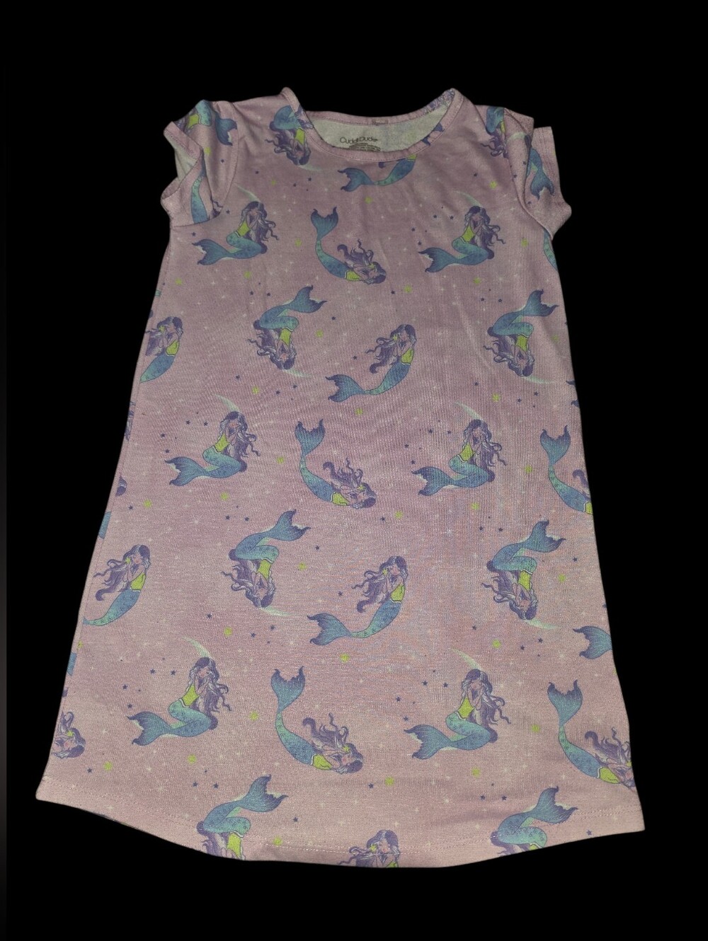 9/8/100. Girls Cuddl Duds Pink Mermaid Nightgown with Blue & Green Tails